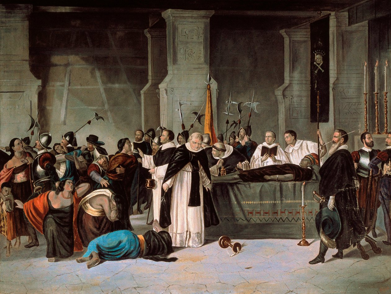 Funeral of Atahualpa, August 1533 by Mexican School