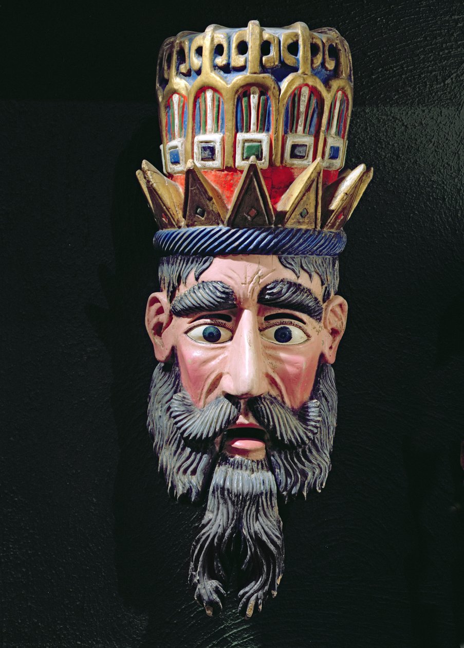 Mask of a king magus used in processions to celebrate the feast of the Epiphany in Mexico on 6 January by Mexican School