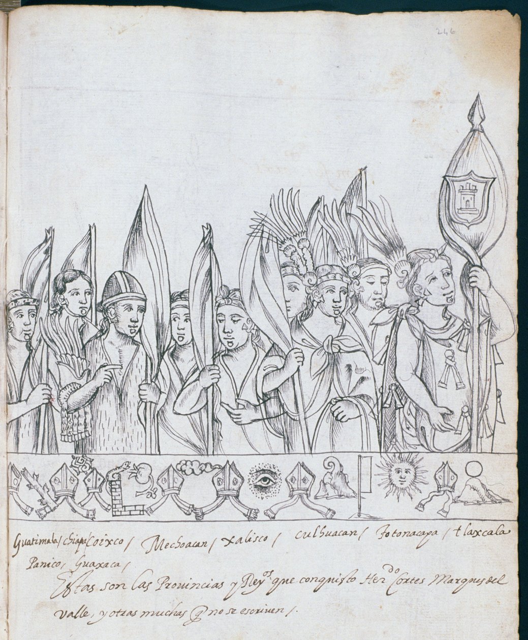 Representatives of the Mexican Provinces, from Historia de Tlaxcala by Diego Munoz Camargo by Mexican School