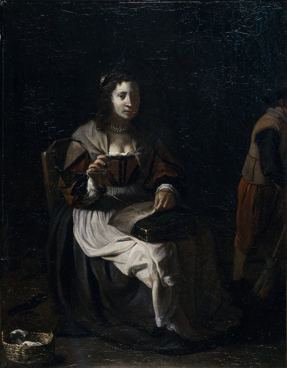 A Woman Sewing by Michael (attr. to) Sweerts