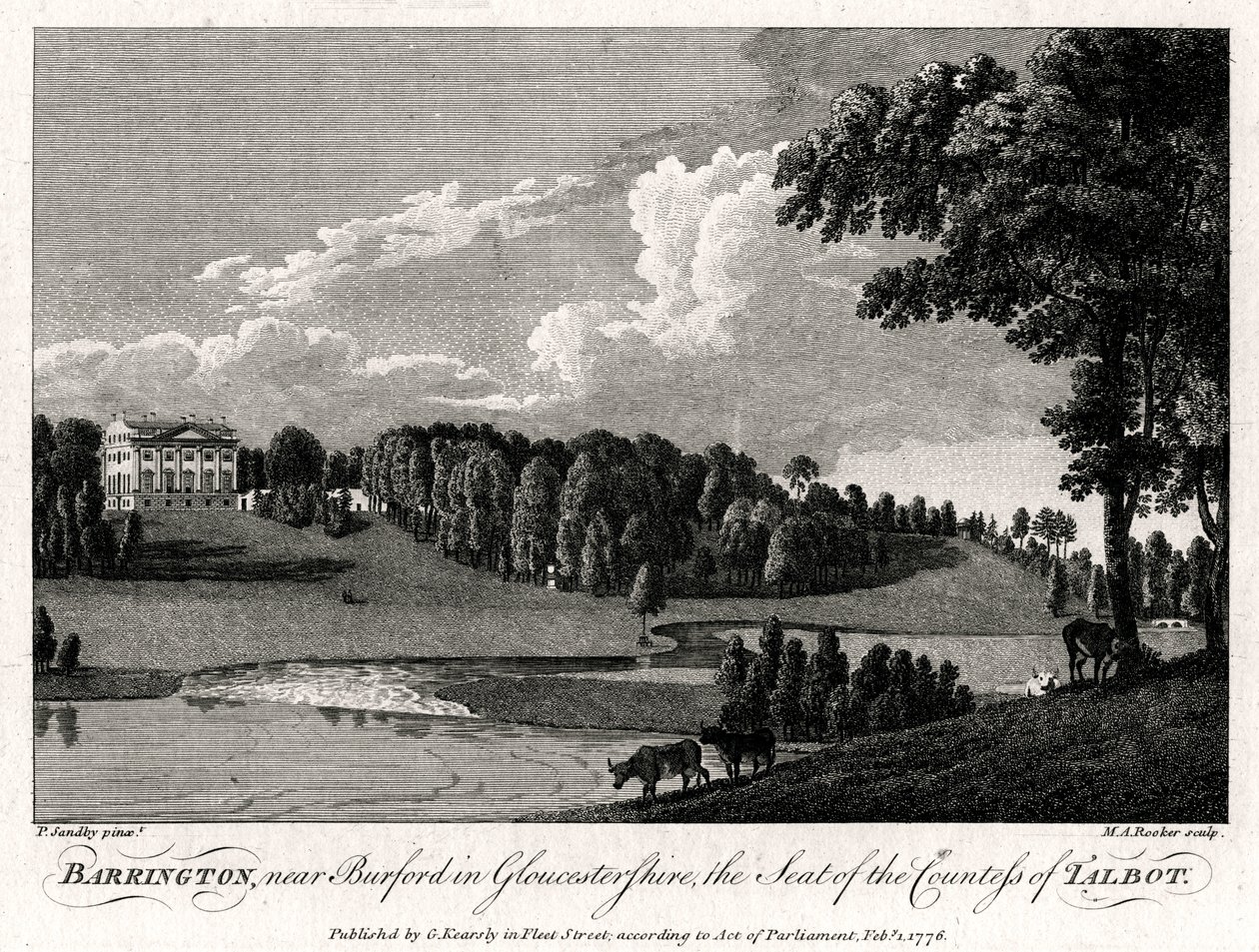 Barrington, near Burford in Gloucestershire, the Seat of the Countess of Talbot by Michael Angelo Rooker