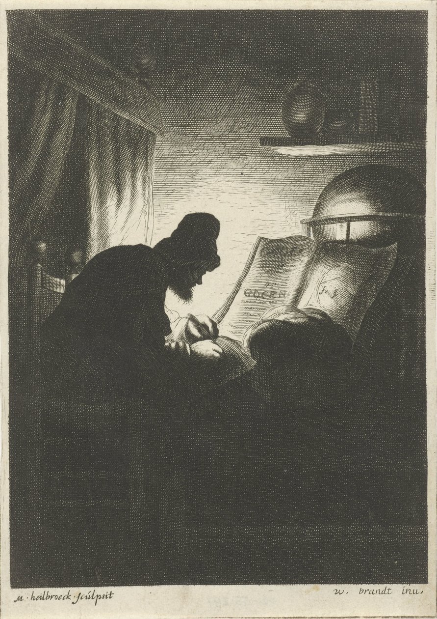 Man Writing by Candlelight by Michael Heylbroeck