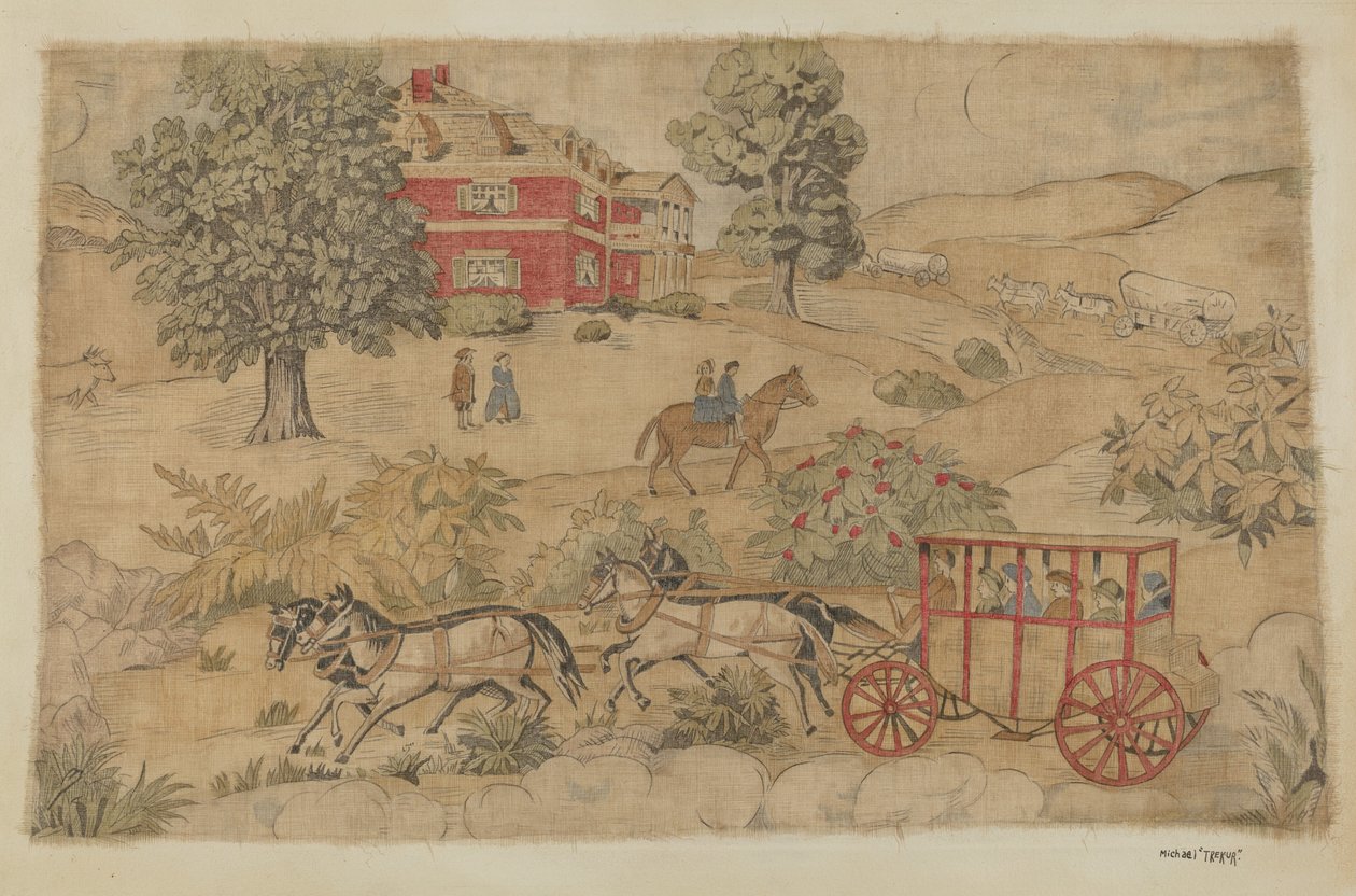 Printed Textile: Genre Scene by Michael Trekur