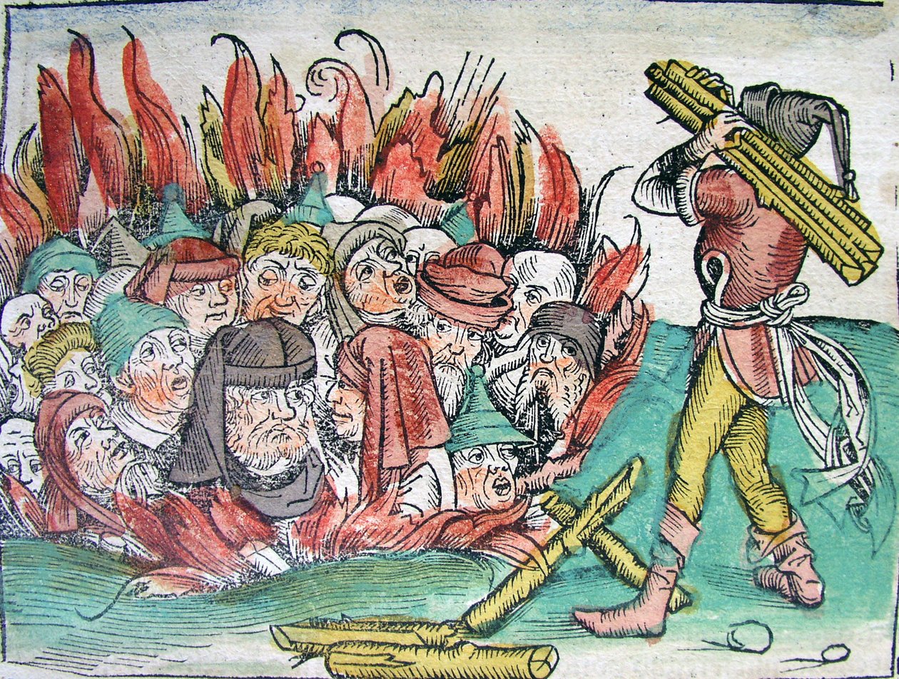 Burning of the Jews at Deggendorf in 1338 from the Schedels Chronicle of the World by Michael Wolgemut