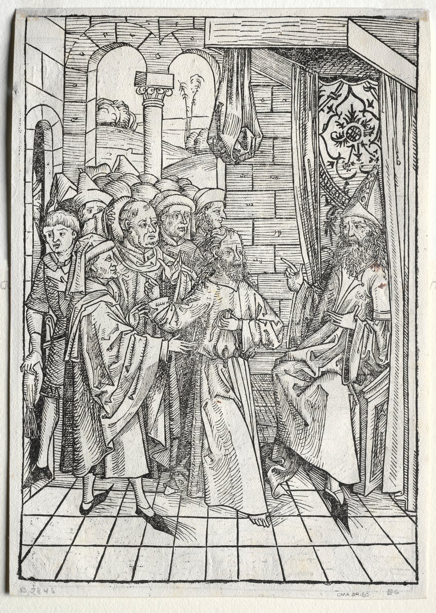 Der Schatzbehalter: Christ before Caiaphas Verso, 1491 by Michael Wolgemut