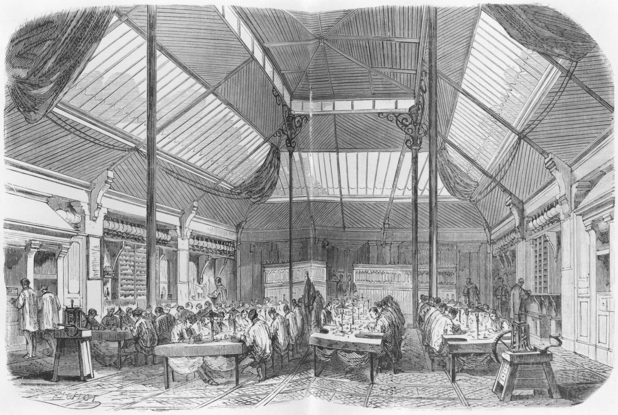 Workshop of jewellery during the Second Empire, illustration from 