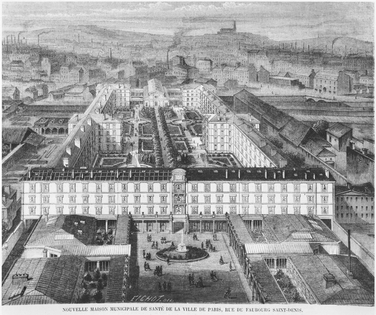 The present Hopital Fernand Widal, Paris, illustration from 