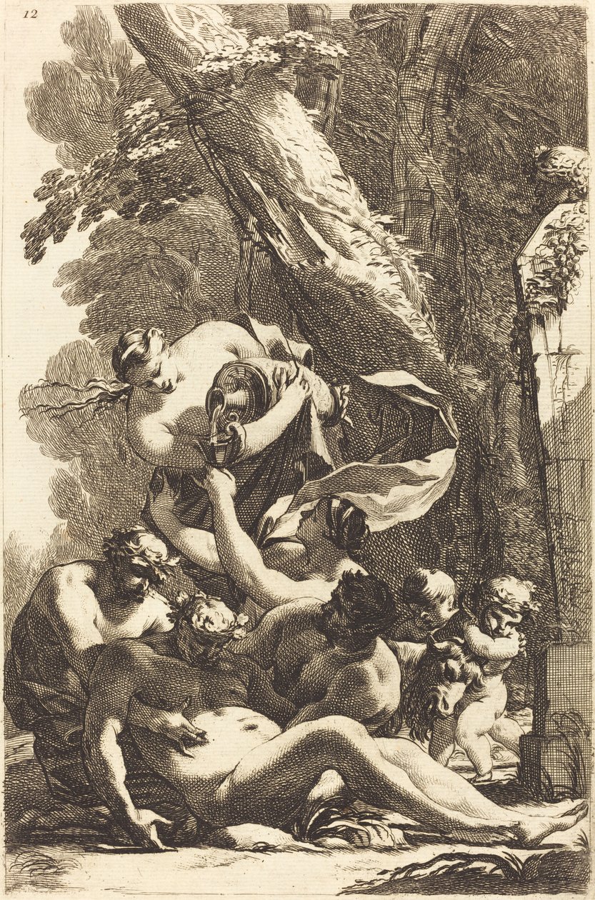 Drunken Silenus Supported by Two Fauns by Michel Dorigny