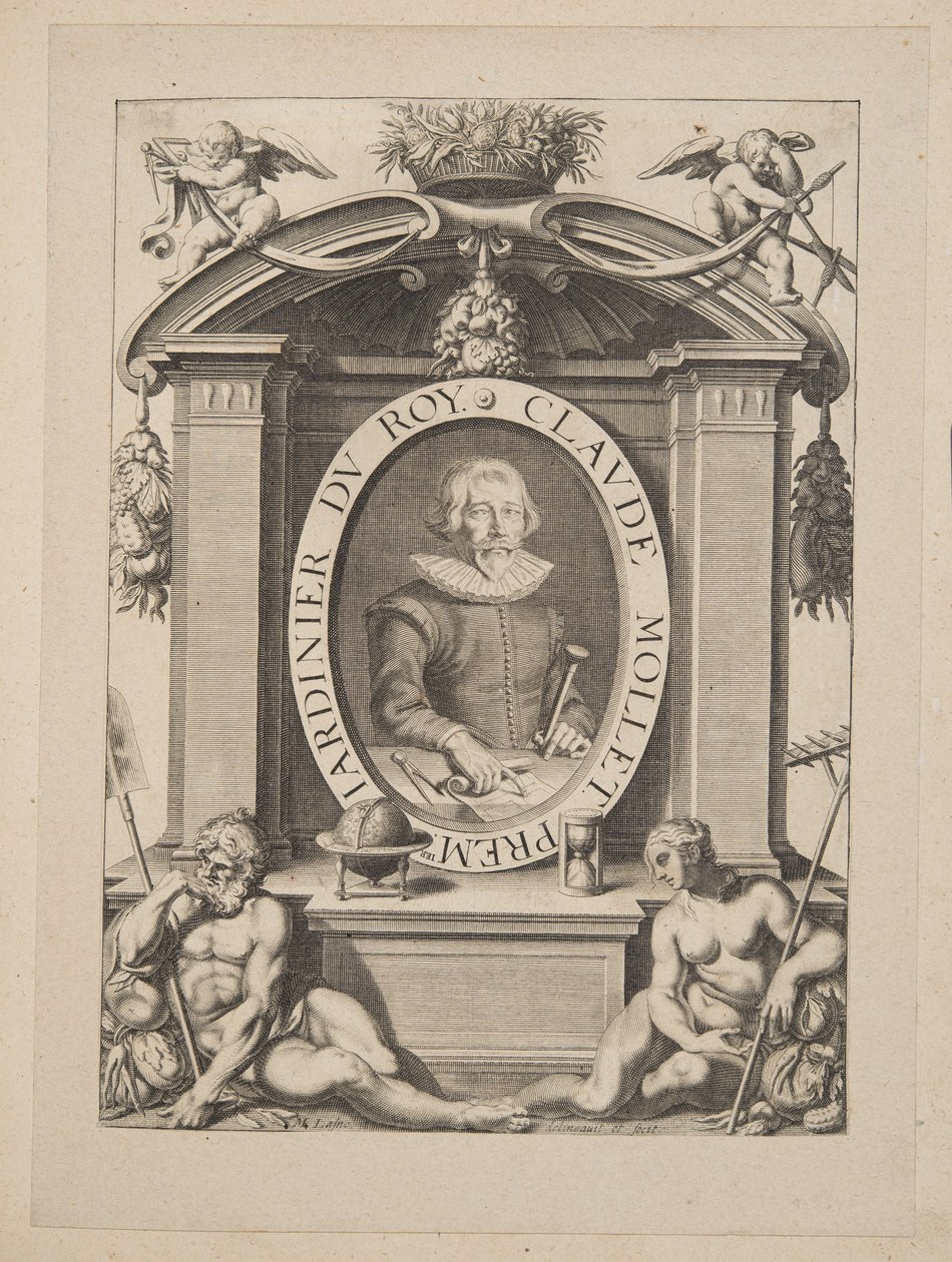 Claude Mollet, premier Jardinier du Roy, from Theatre des Plans et Jardinages, pub.1652 by Michel Lasne