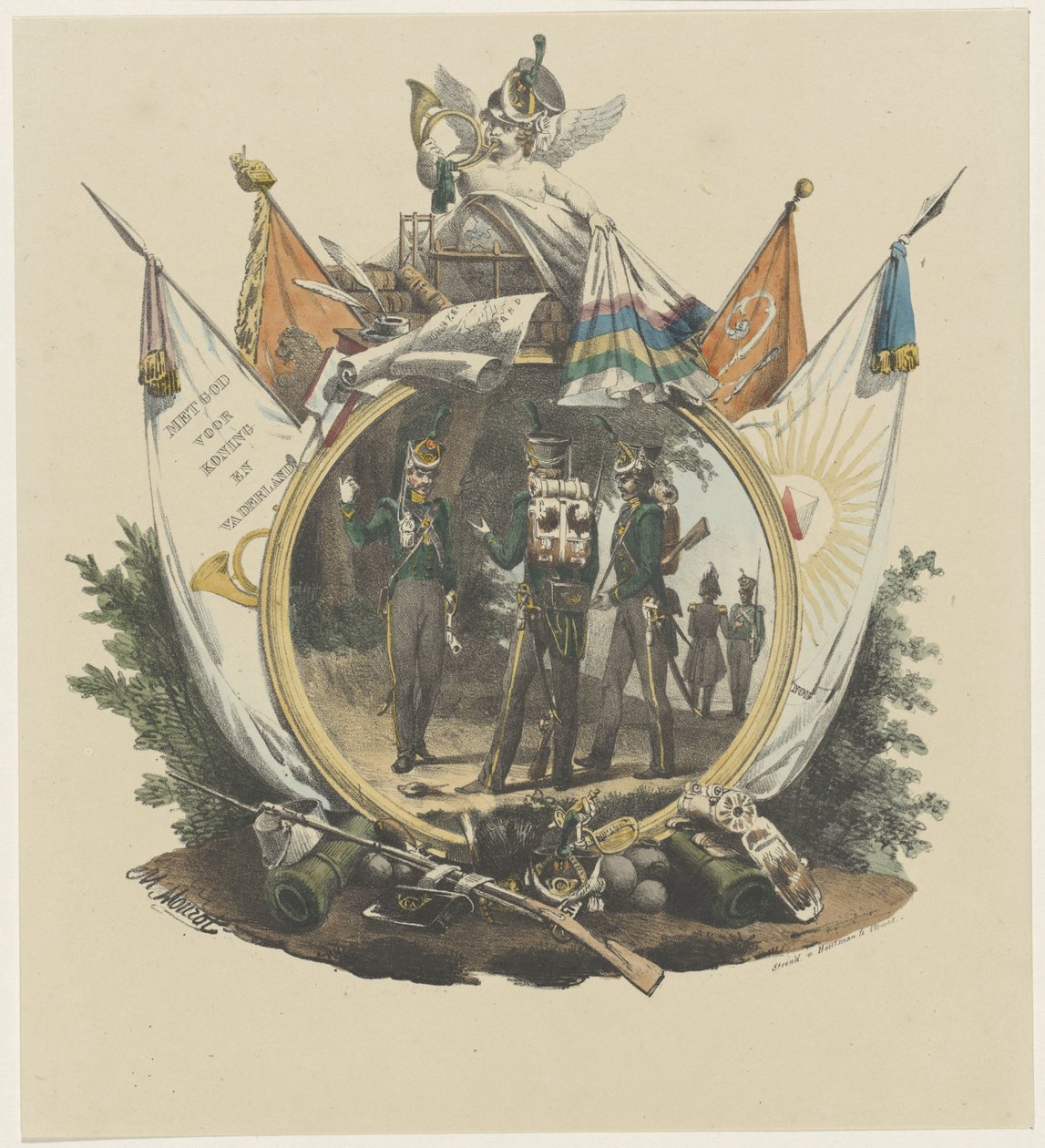 Medallion with Volunteer Hunters of the Utrecht University, 1830 by Michel Mourot