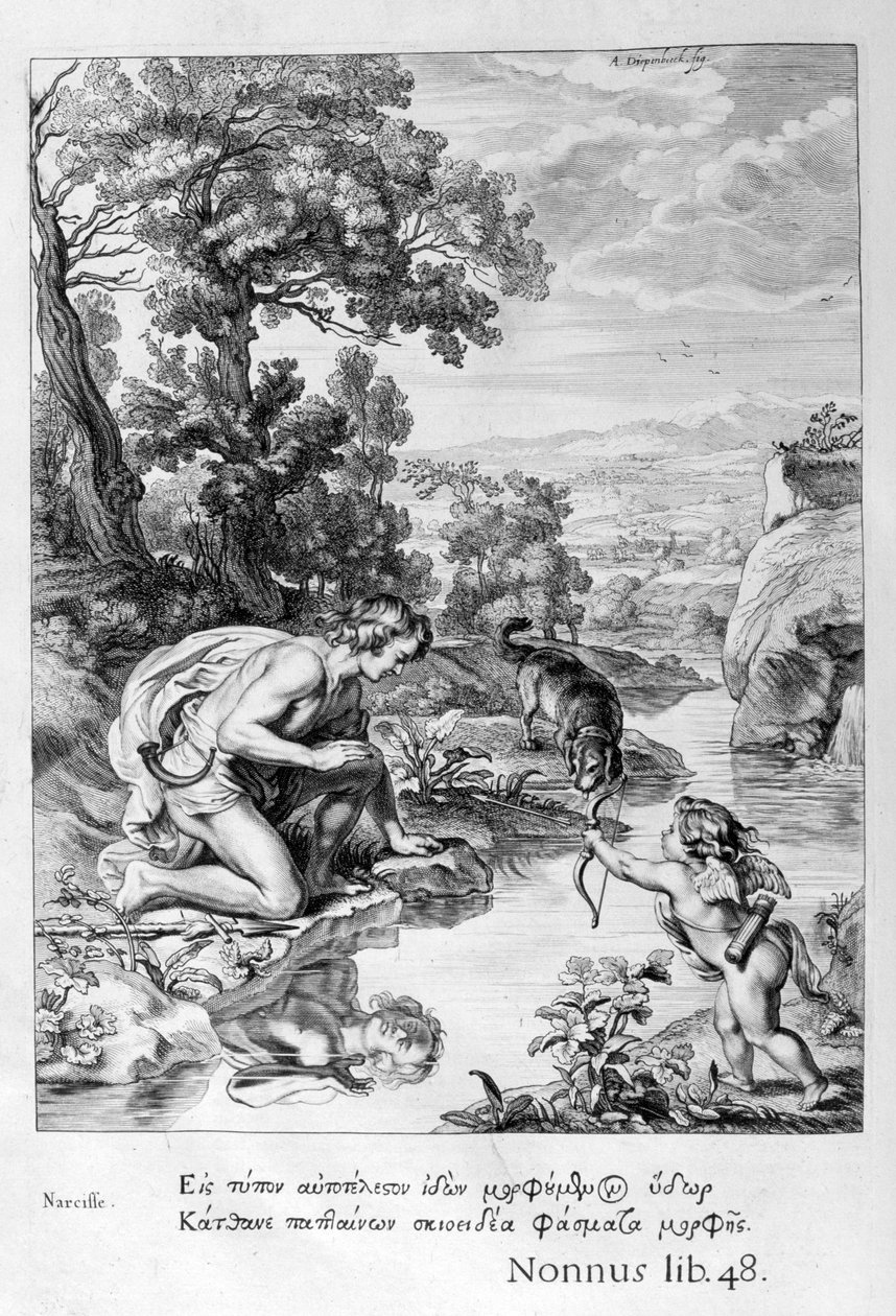 Narcissus in Love with His Own Reflection, 1655 by Michel de Marolles