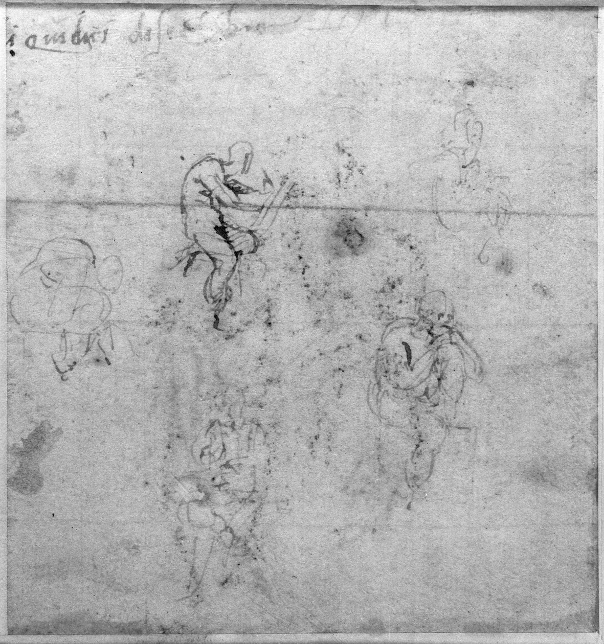 Figure studies for the Lunettes of the Sistine Chapel Ceiling (detail) by Michelangelo Buonarroti