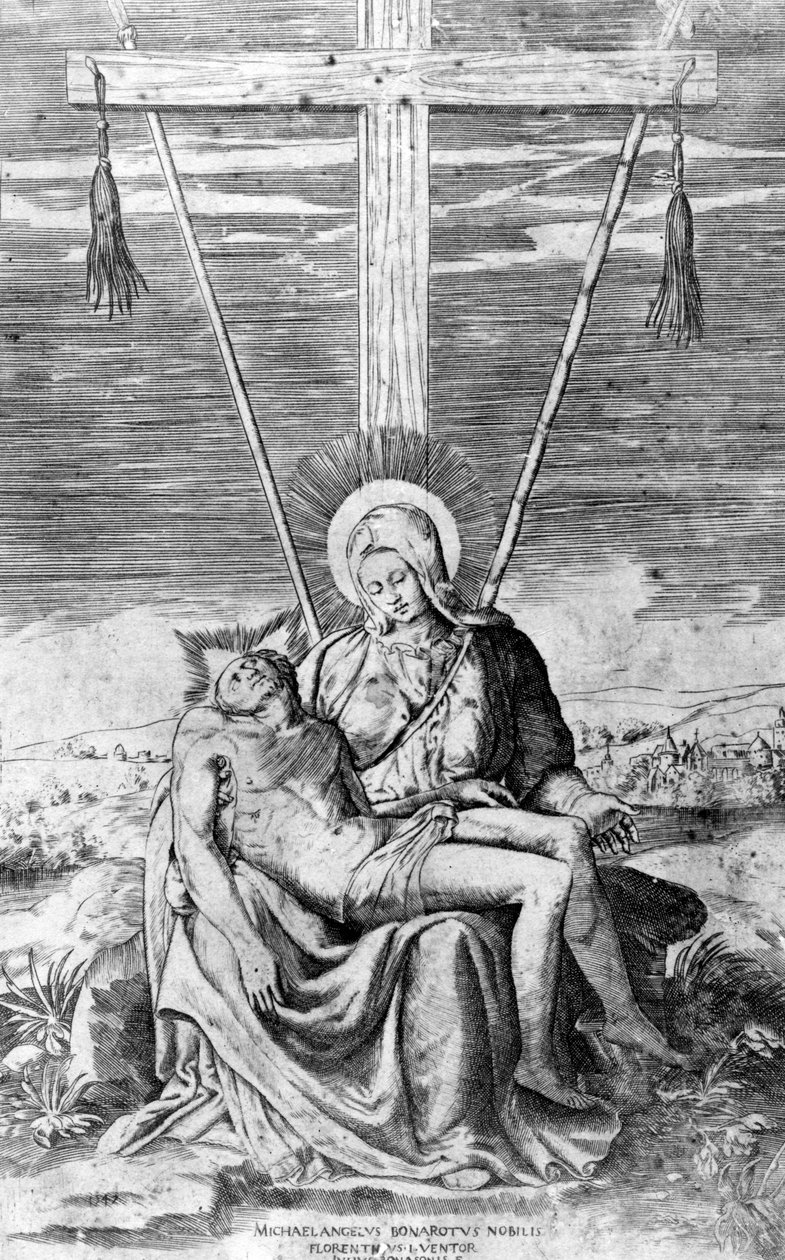 Pieta (engraved by Giulio Bonasone) by Michelangelo Buonarroti