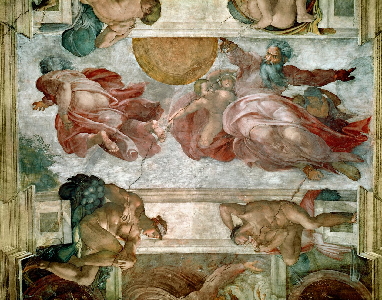 Sistine Chapel Ceiling: Creation of the Sun and Moon by Michelangelo Buonarroti