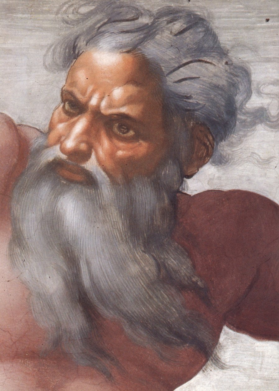 Sistine Chapel ceiling: Creation of the Sun and Moon, 1508-12 (detail) by Michelangelo Buonarroti