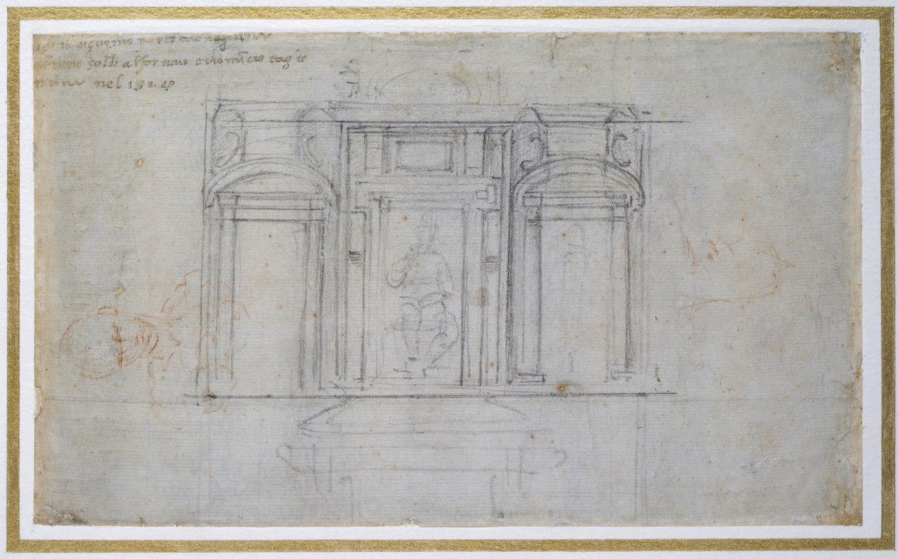 Study of the Upper Level of the Medici Tomb by Michelangelo Buonarroti