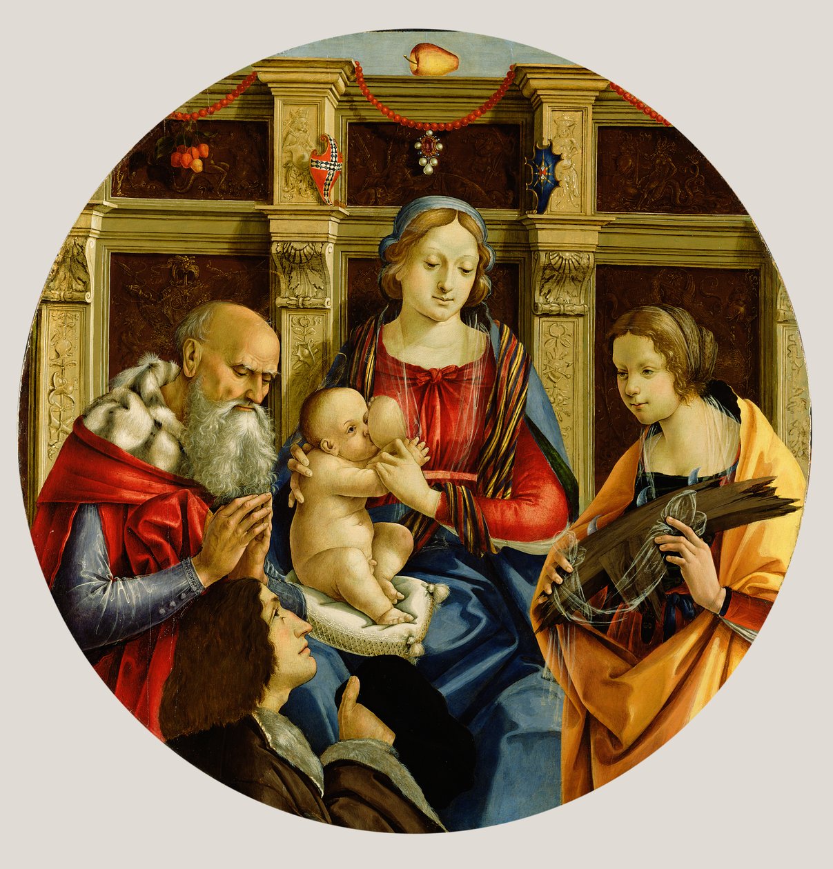 Madonna and Child with a Male Saint, Catherine of Alexandria and a Donor, c.1500 by Michelangelo di Pietro Membrini