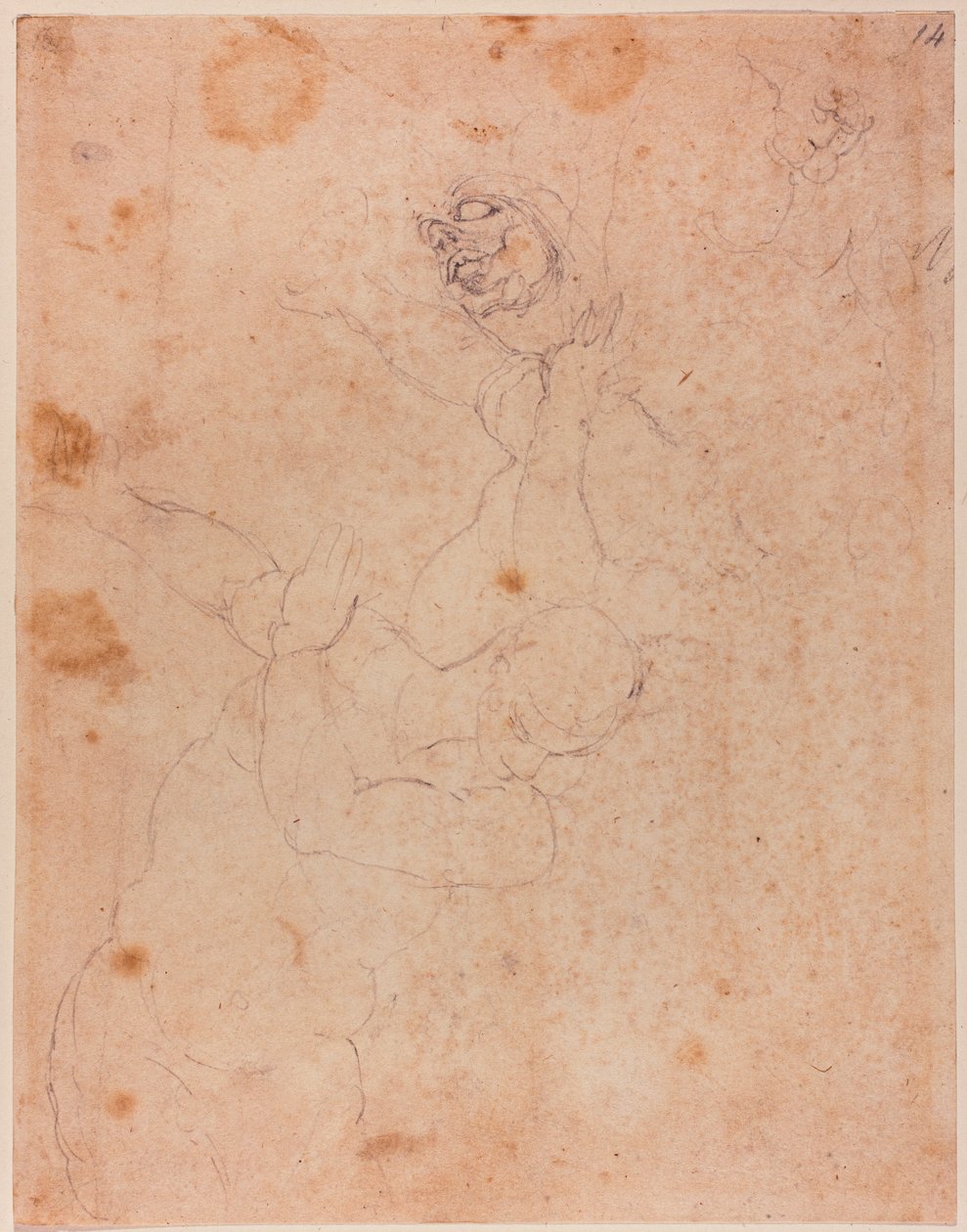 Figure studies, in part from the Expulsion from Paradise in the Sistine Chapel by Michelangelo (after) Buonarroti
