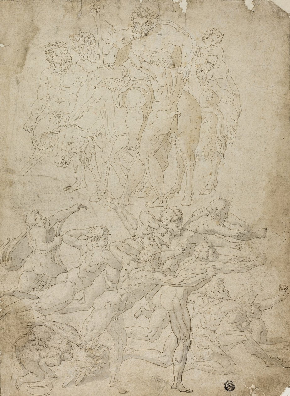 Archers Shooting at a Herm, Triumph of Bacchus, and Other Studies by Michelangelo Buonarroti
