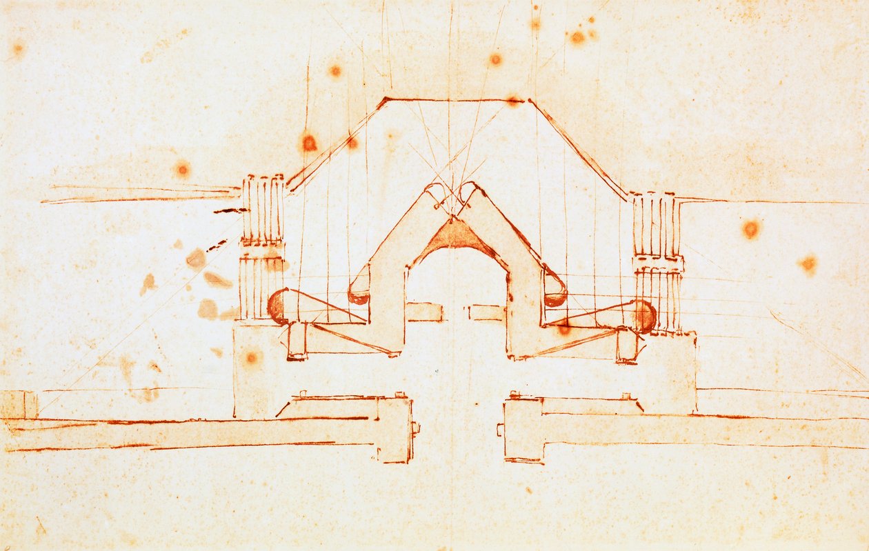 Drawing of Fortifications for Florence, design by Michelangelo Buonarroti, Italy by Michelangelo Buonarroti