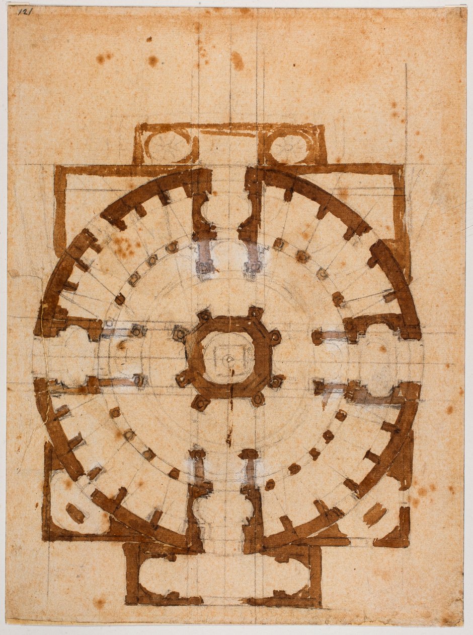 Floor Plan for San Giovanni dei Fiorentini by Michelangelo Buonarroti