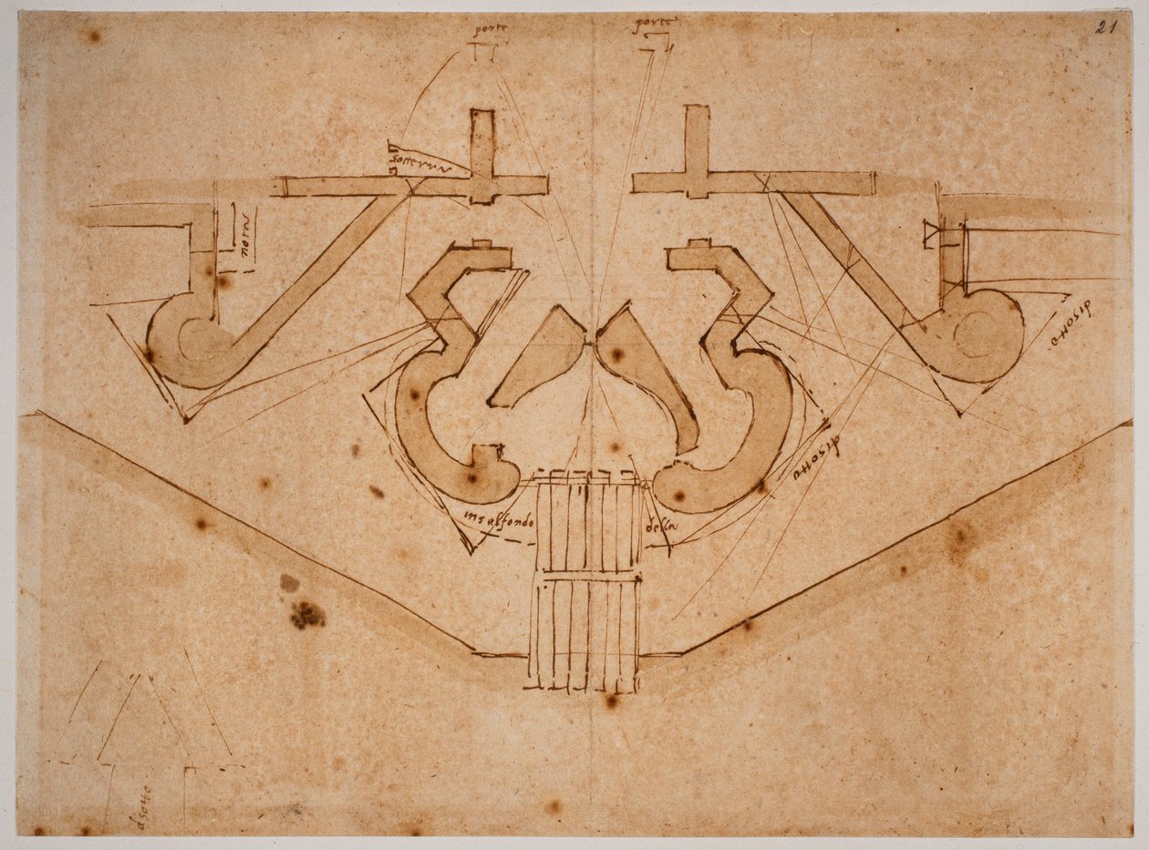 Fortification Design for a Gateway by Michelangelo Buonarroti