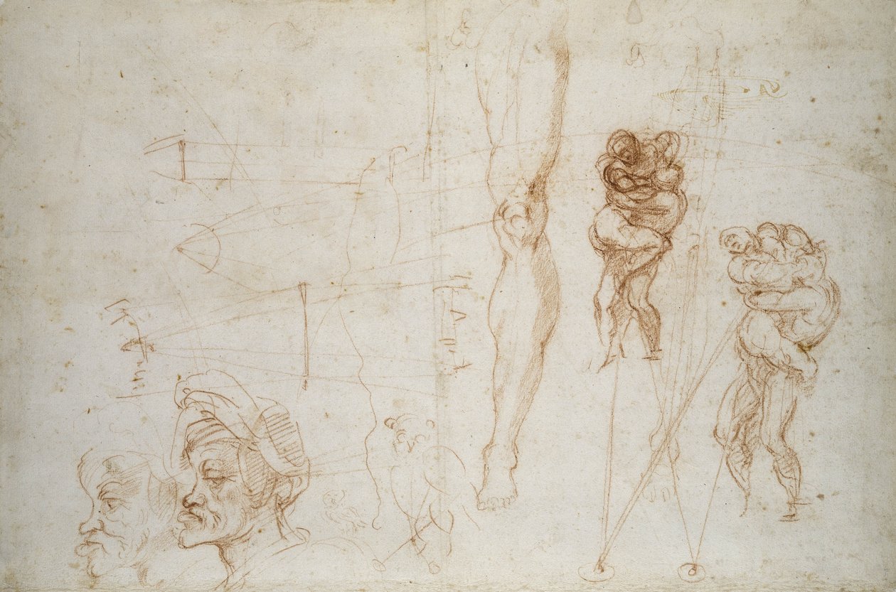 Hercules and Antaeus and other Studies, c.1525-28 by Michelangelo Buonarroti