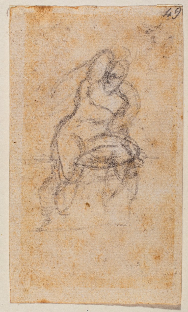 Nude Study for the Sistine Chapel by Michelangelo Buonarroti