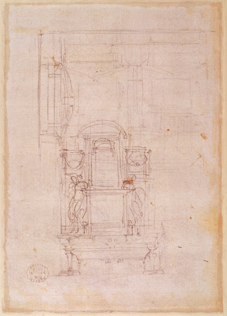 Preparatory Drawing for the Tomb of Pope Julius II by Michelangelo Buonarroti