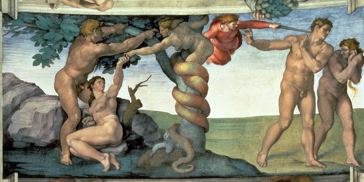 Sistine Chapel Ceiling (1508-12): The Fall of Man by Michelangelo Buonarroti