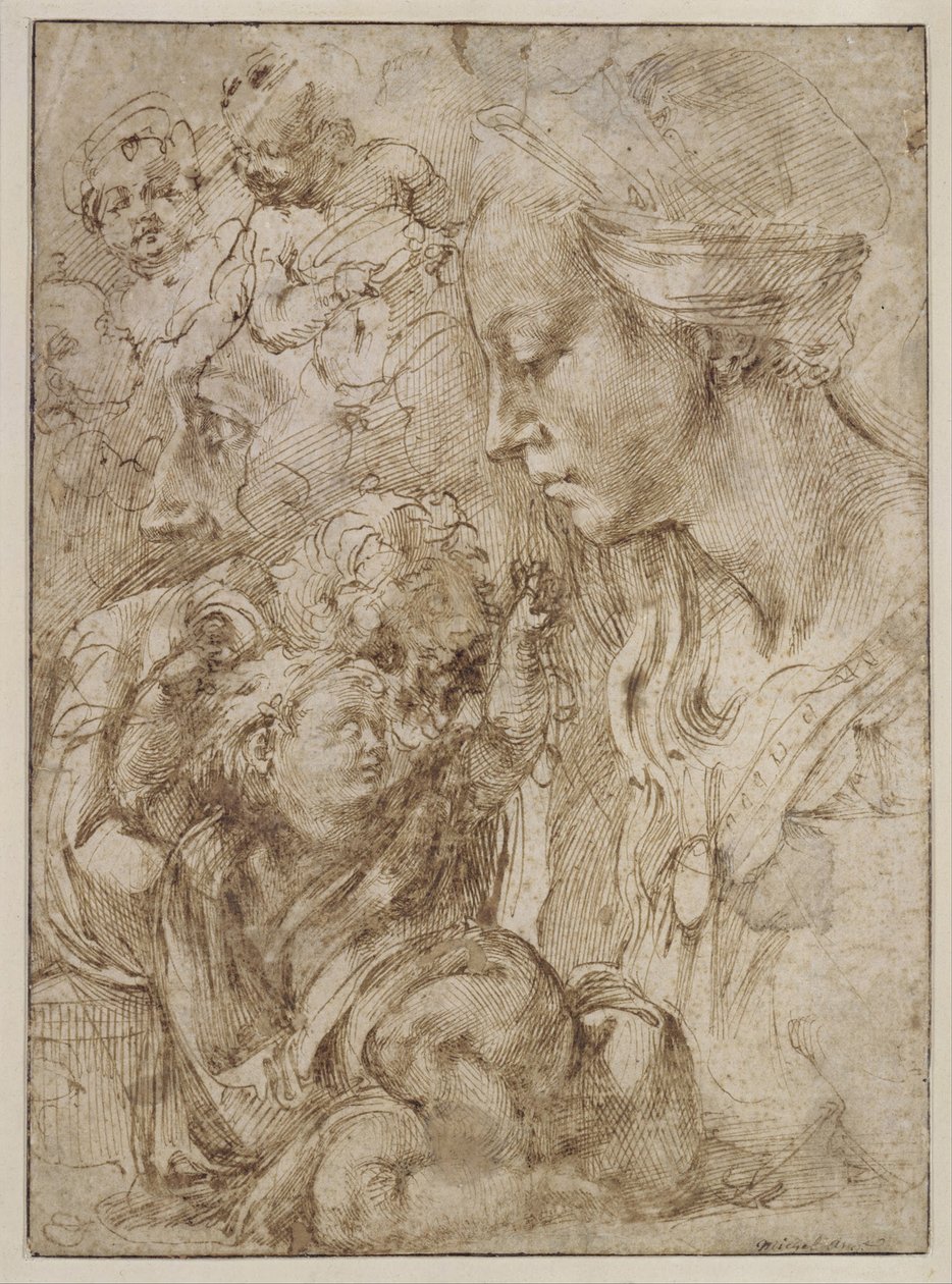 Studies for a Holy Family with John the Baptist as Child by Michelangelo Buonarroti