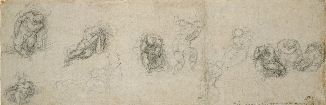 Studies of a sleeping Apostle and other Figures by Michelangelo Buonarroti