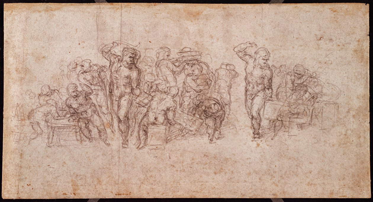 Study of Figures for a Narrative Scene (recto) by Michelangelo Buonarroti