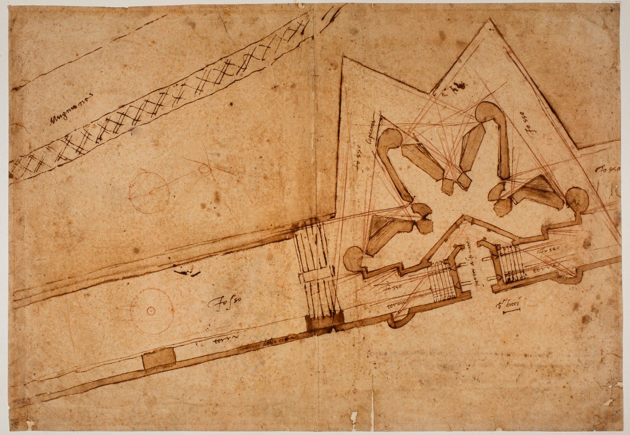 Study of Fortification for the Porta al Prato by Michelangelo Buonarroti