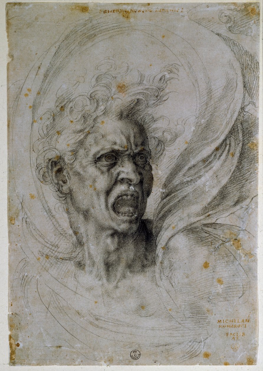 Studying the head of a screaming man by Michelangelo Buonarroti