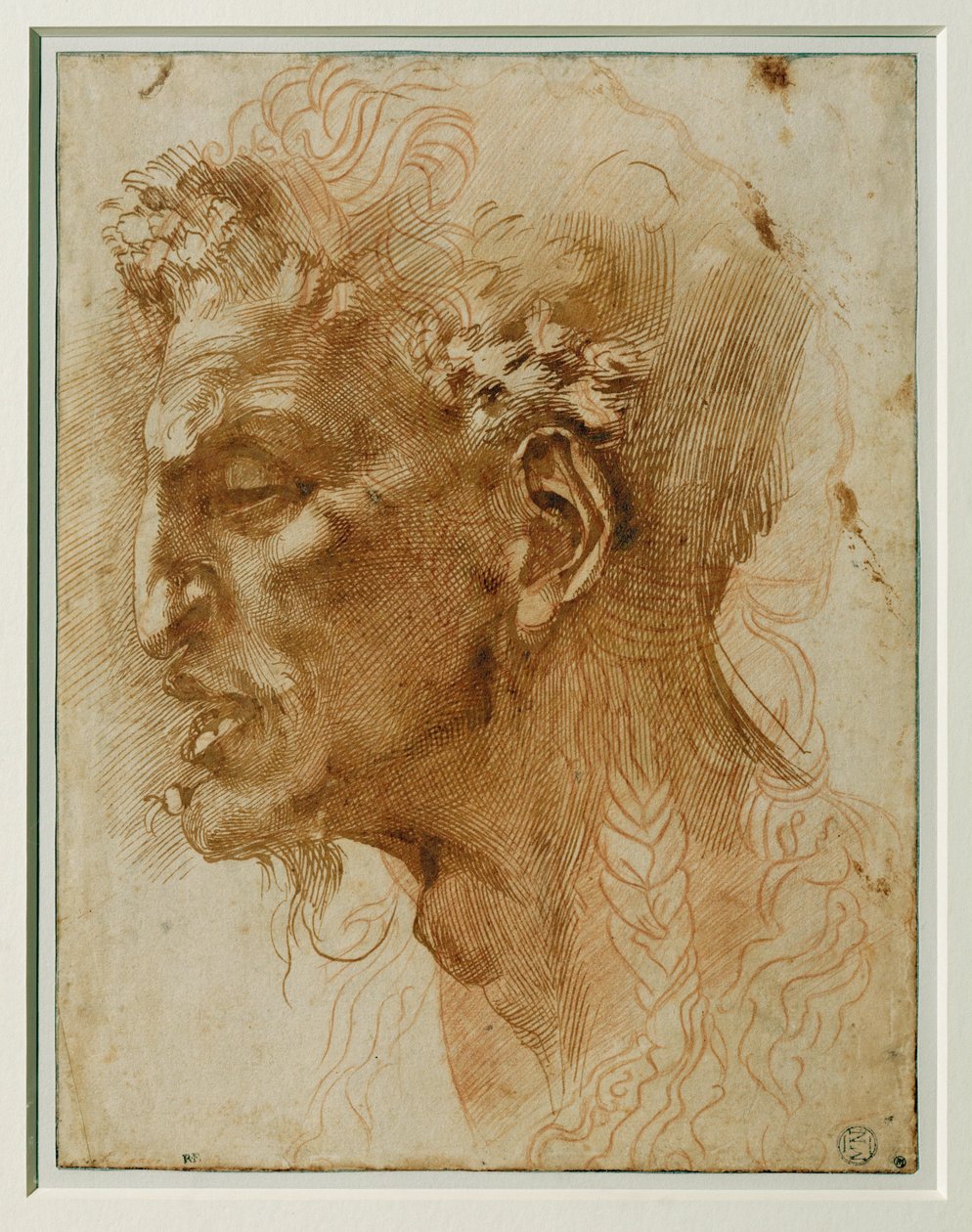 Head of a Faun, Underlying Drawing by Antonio Mini, Reworked by Michelangelo by Michelangelo Buonarroti