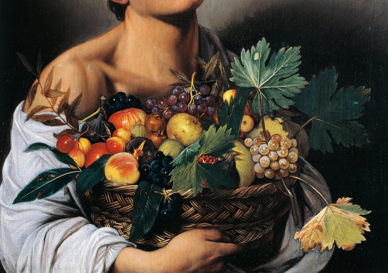 Boy with a Basket of Fruit (detail) by Michelangelo Merisi da Caravaggio