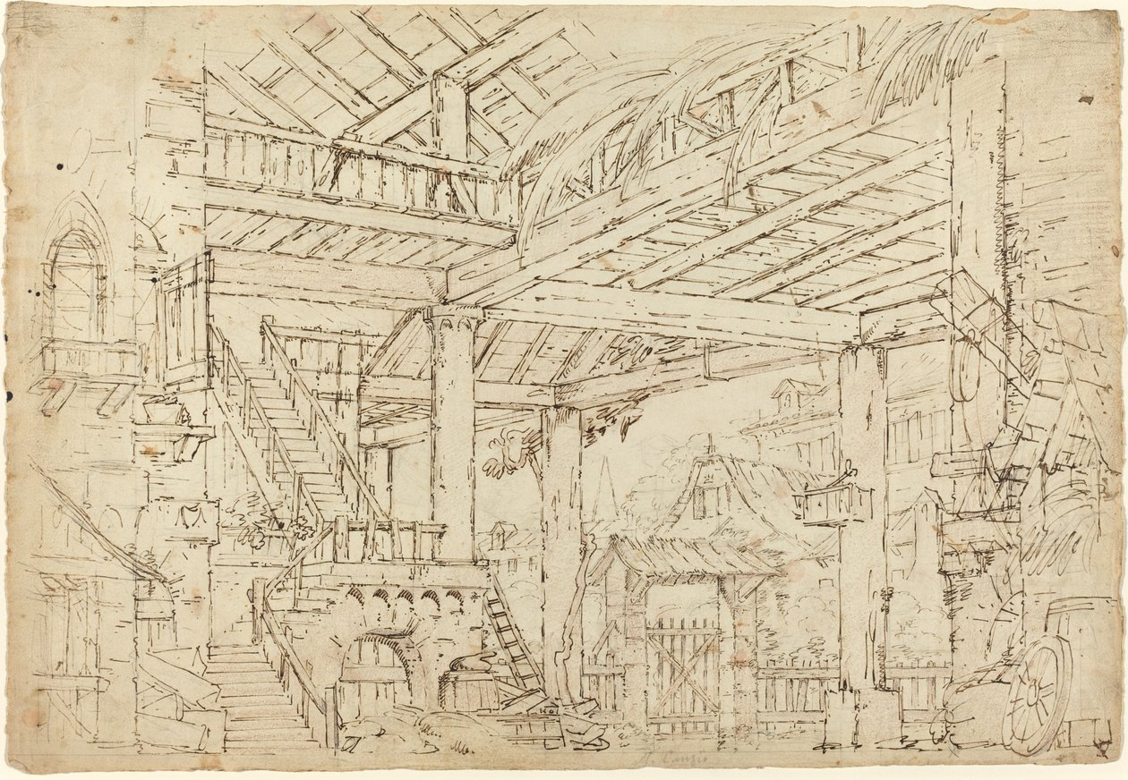 Interior of a Barn Built on Ancient Ruins by Michele Canzio