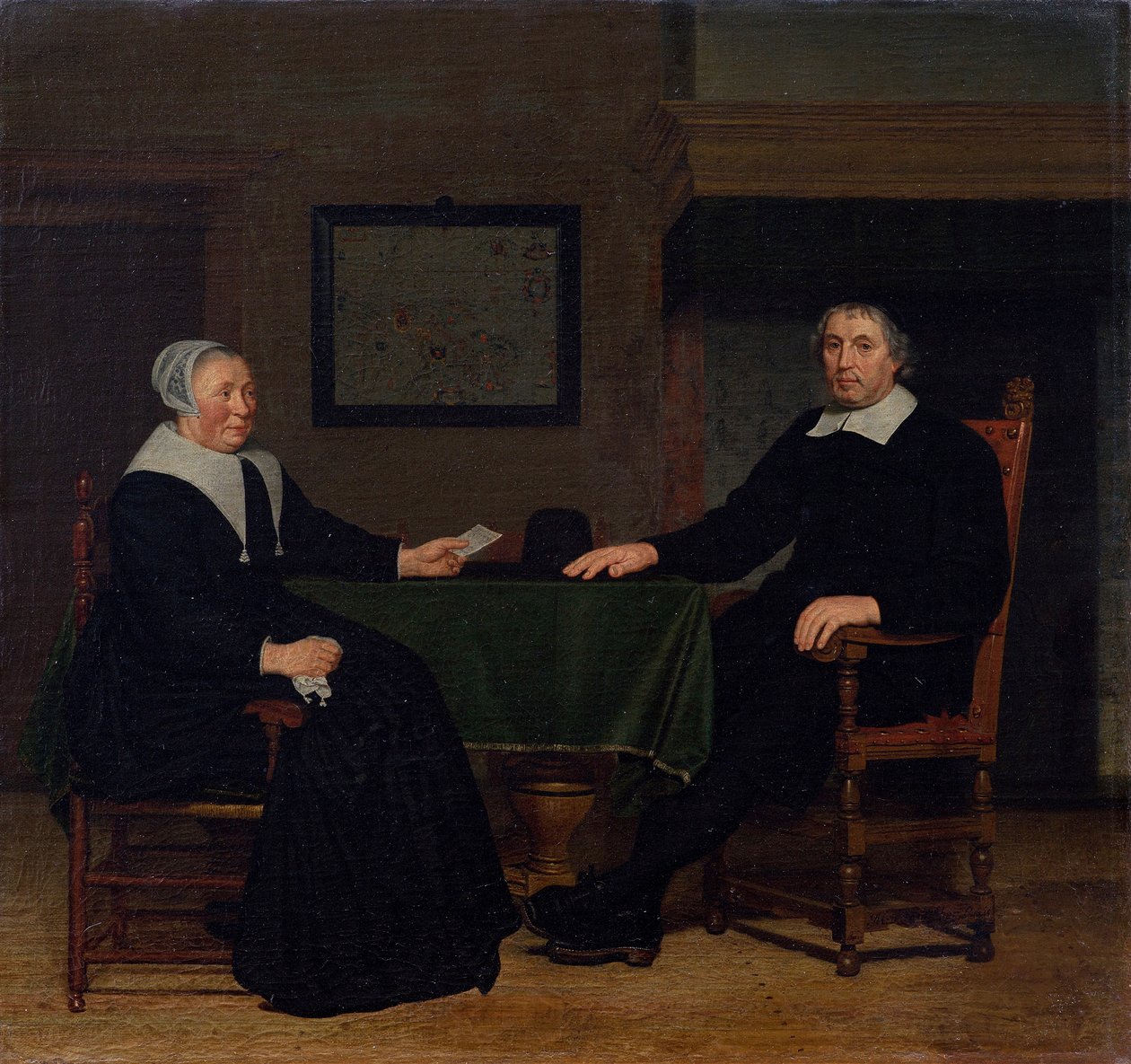 Portrait of Adriaen Corver and his wife Rijckje Theulingh by Michiel van Musscher