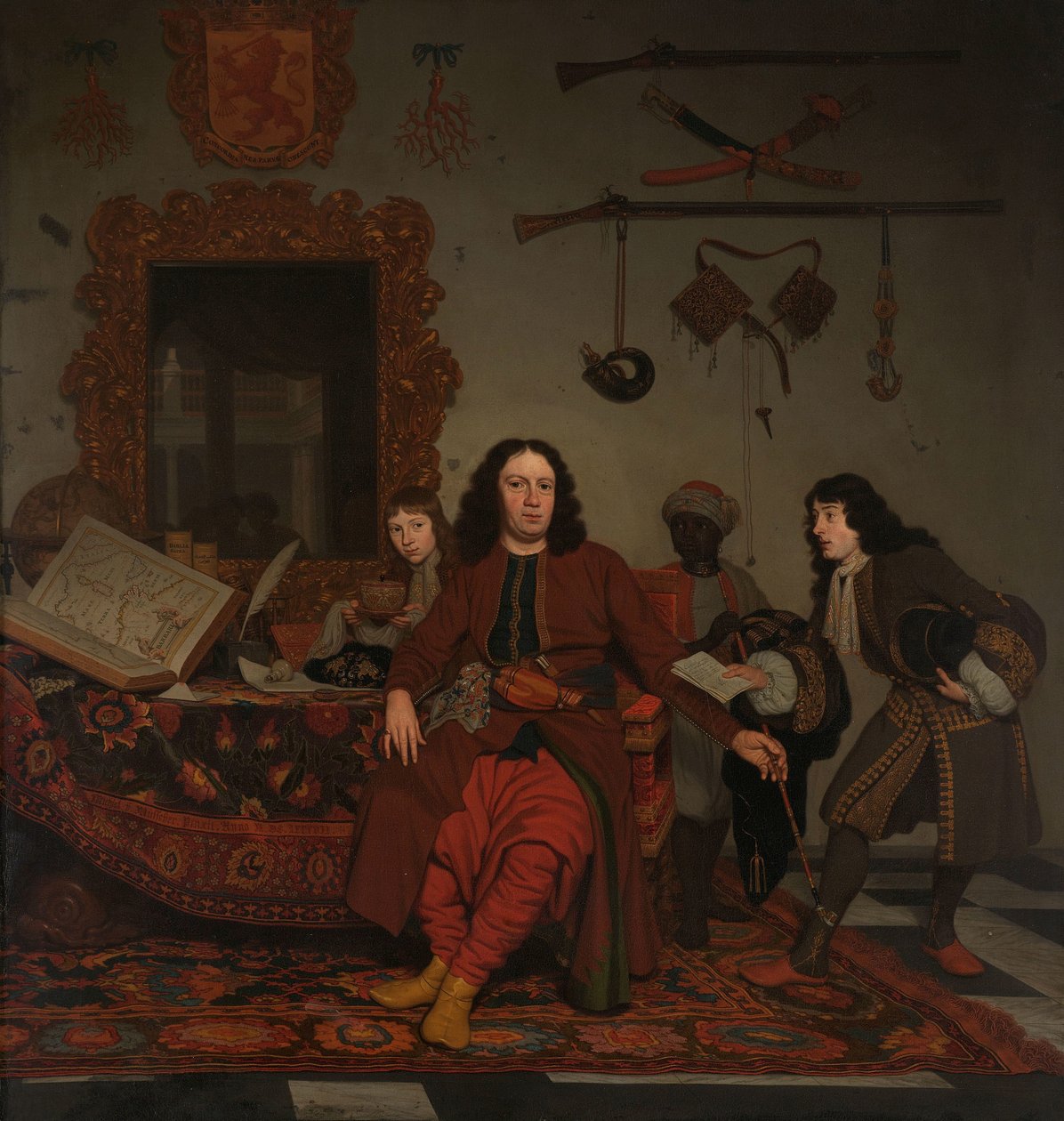 Portrait of Thomas Hees, with His Nephews Jan and Andries Hees by Michiel van Musscher