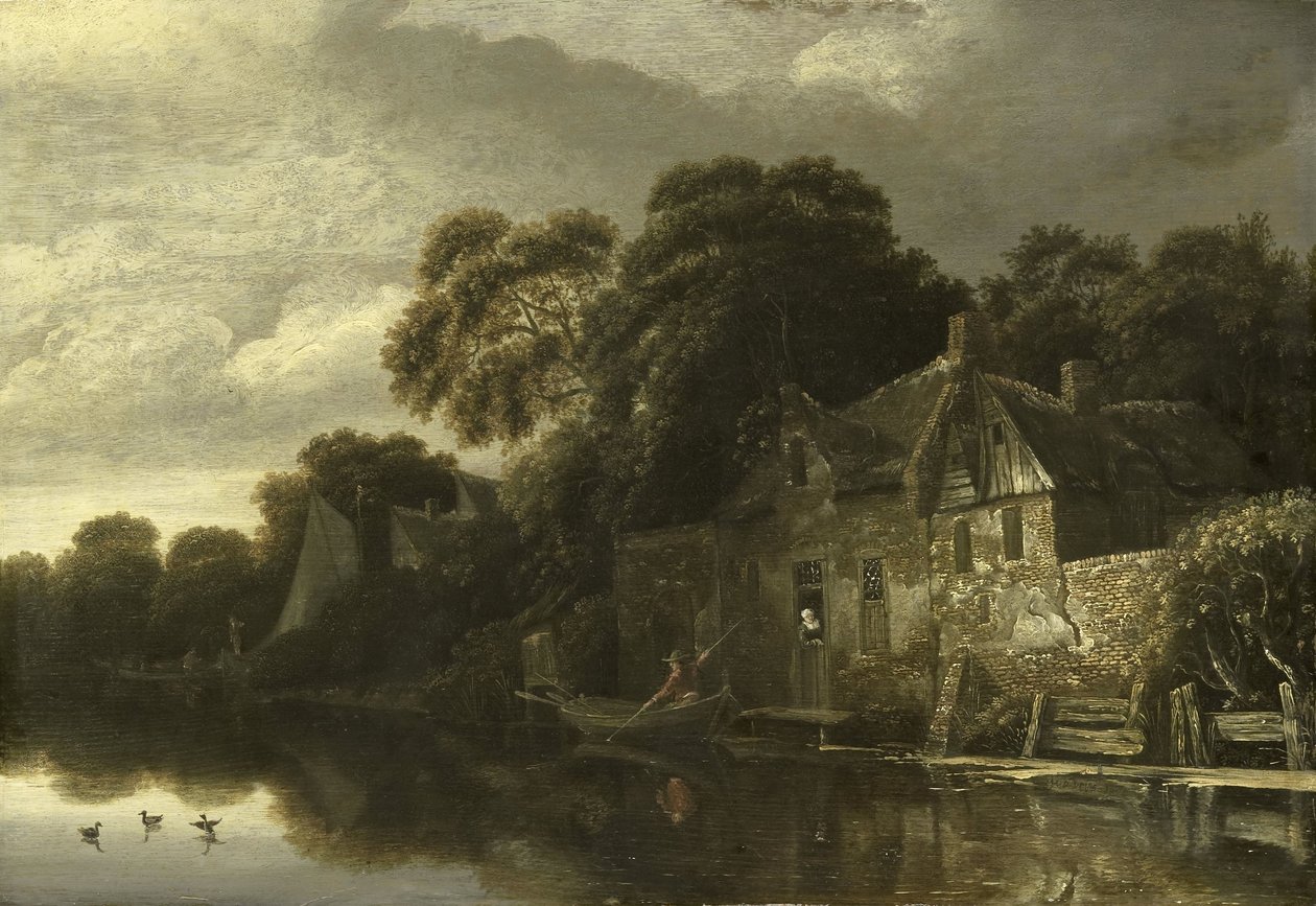 Old Cottage on the Water by Michiel van Vries