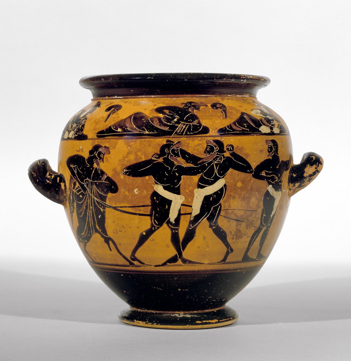 Attic Black-Figure Stamnos Depicting Boxers by Michigan painter