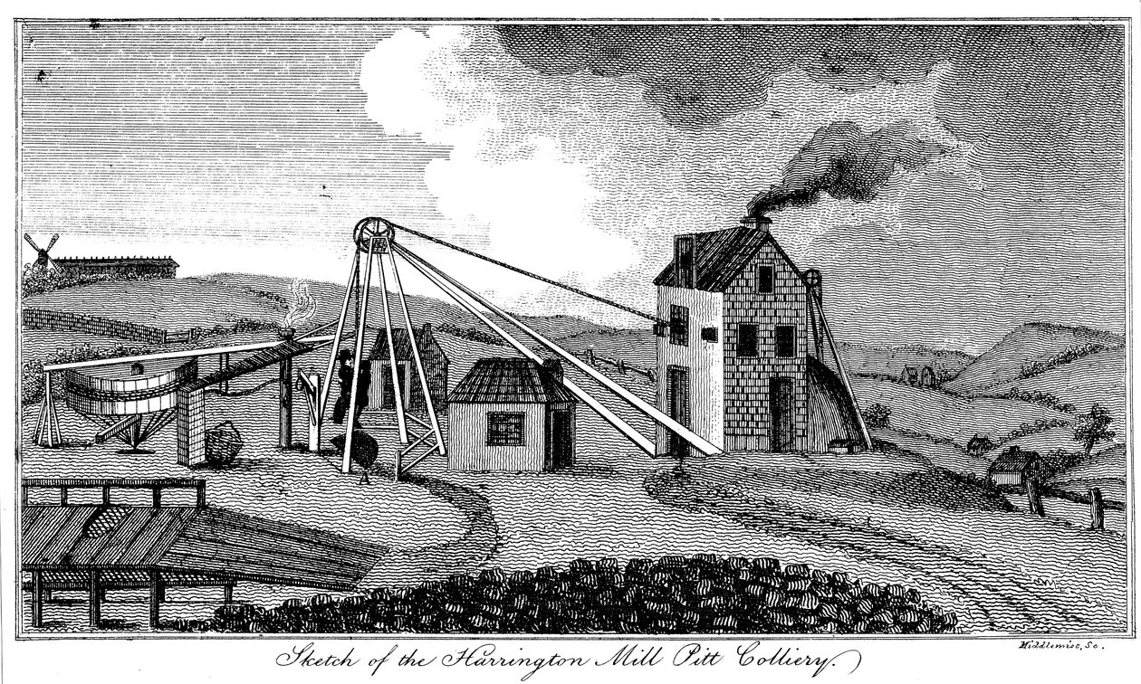 Sketch of the Harrington Mill Pitt Colliery, County Durham by Middlemist