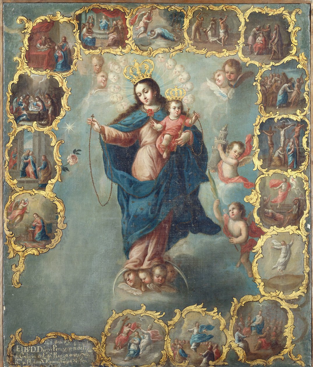 The Immaculate Conception with the Fifteen Mysteries of the Rosary by Miguel Cabrera
