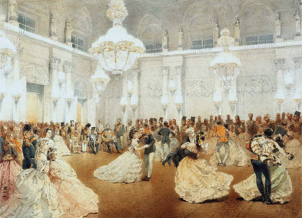 Ball in the Concert Hall of the Winter Palace during the Official Visit of Nasir al-Din Shah in May by Mihaly von Zichy
