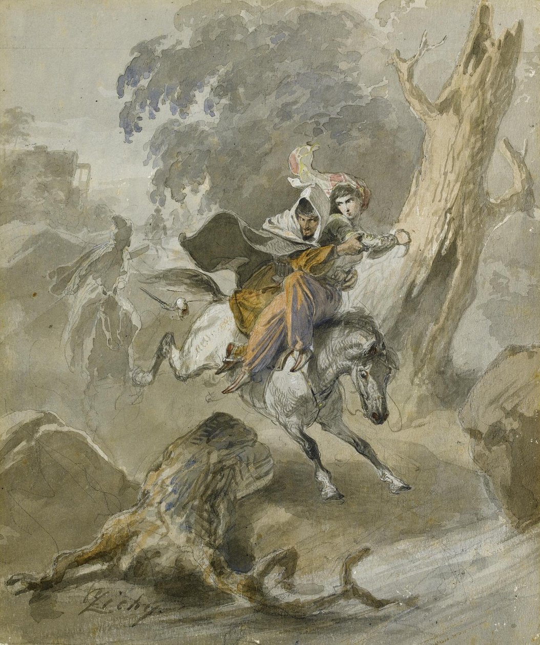 The Kidnap from the Series Scenes of the Caucasus by Mihaly von Zichy