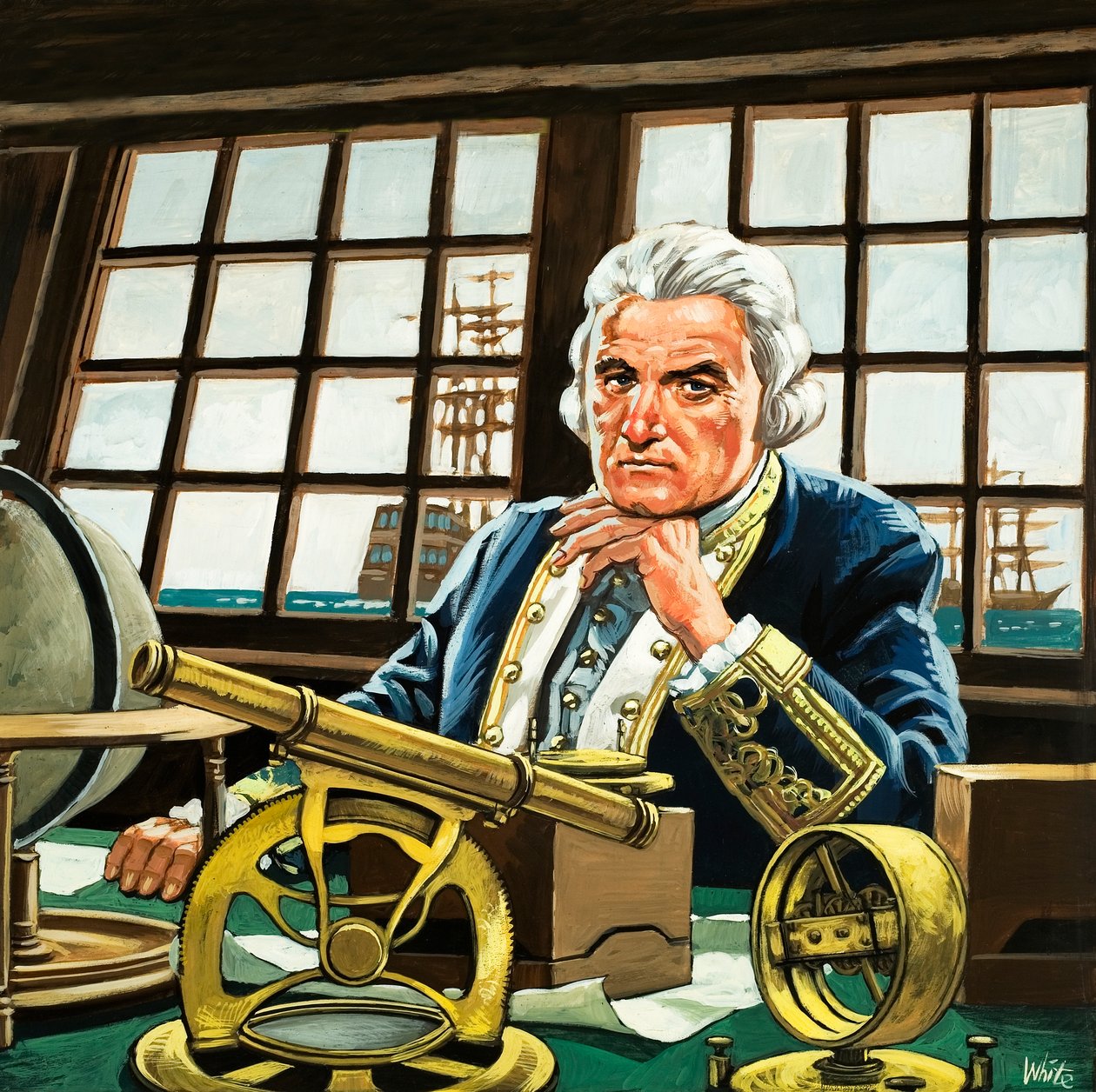 James Cook in His Cabin by Mike (20th century) White