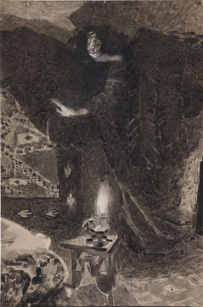 Illustration to the Poem The Demon by Mikhail Lermontov by Mikhail Aleksandrovich Vrubel