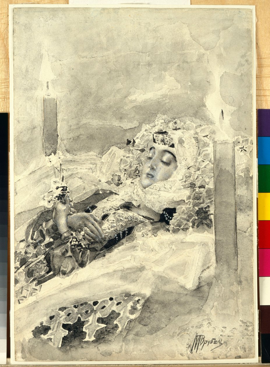 Tamara in the Coffin by Mikhail Aleksandrovich Vrubel