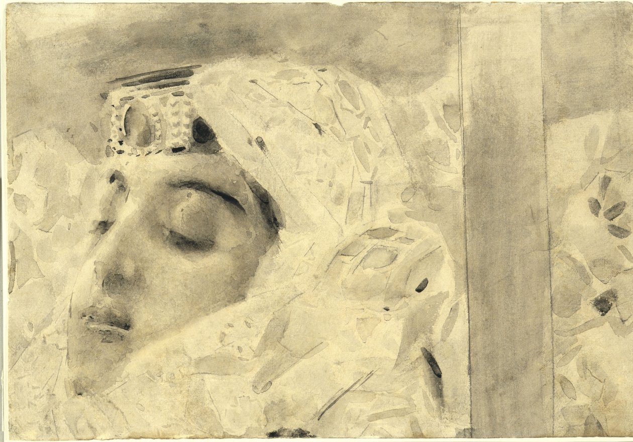 Tamara in the coffin. Illustration to the poem The Demon by Mikhail Lermontov by Mikhail Aleksandrovich Vrubel